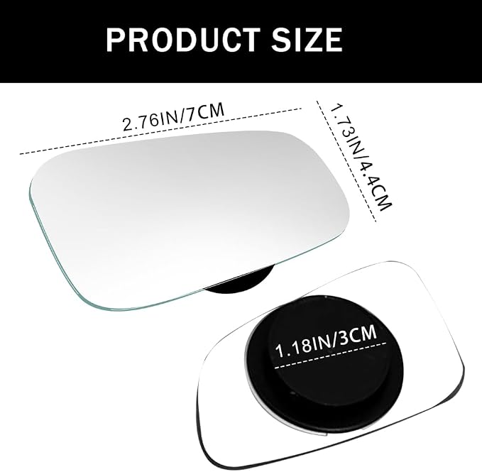 2PCS Blind Spot Convex Car Mirror, Convex Rear View Mirrors, Side View Mirror Blindspot with Wide Angle Adjustable Stick, 360 Degree Adjustabe HD Glass Blind Spot Mirrors for SUV and Trucks