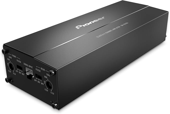 GM-DX104 4-Channel Car Amplifier – 400W Max, Efficient Class D, Bridgeable Design, Hi-Res Certified, Gold terminals, Clean Output, Low Interference