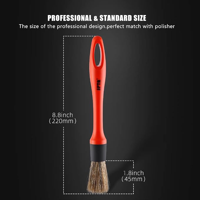 Car Detailing Brush Set, 5 Pack Soft Mixed Hair Auto Detail Brush Kit No Scratch for Automotive Elegant Surface Interior Exterior Dashboard Emblems Panels Engine Bay Wheels Air Vent Seat Leather