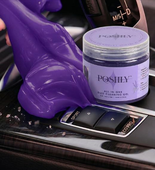 Car Cleaning Gel Putty | Reusable Dust Cleaning Slime for Air Vents, Dashboard, Cup Holders, Keyboard & AC Vent Cleaner | Non-Sticky No Residue Gel (Lavender Fresh Scent)