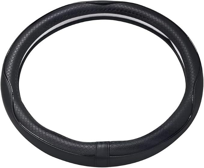Car Steering Wheel Cover, Anti-Slip, Safety, Soft, Breathable, Heavy Duty, Thick, Full Surround, Sports Style (Black)