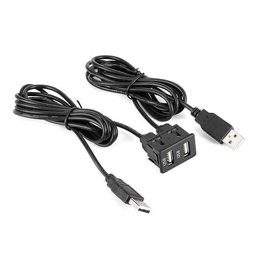 Dashboard Cable Adapter,1.5m USB Panel Extension Cable 2 Port Car Mount Flush Cord for Truck Boat