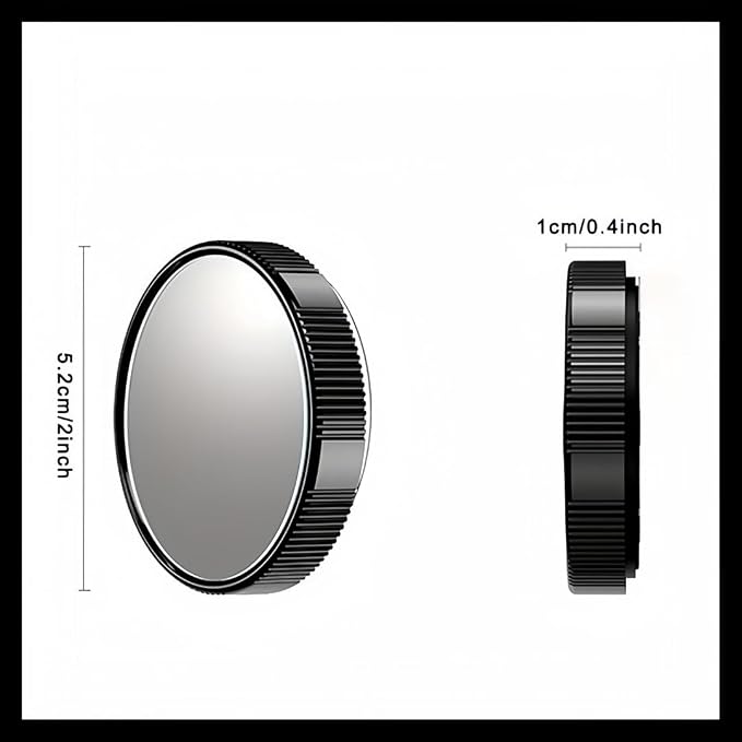 2pc Car Blind Spot Rearview Mirror 2-inch Reusable Circular High-Definition Glass Convex 360° Wide-Angle Side Rearview Mirror with Suction Cup for SUV & Truck Universal Type Black - Blindspotmirrors