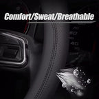 Latest Nappa Leather car Steering Wheel Cover, Stylish Non-Slip Leather car Interior 15 inches Universal（Black）