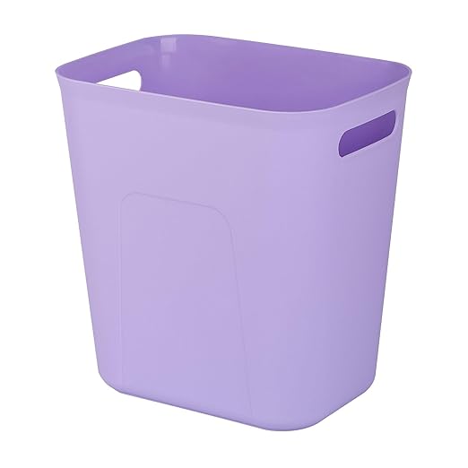 Plastic Small Bathroom Trash Can Wastebasket, 3.5 Gallon, Purple | Compact Sturdy Garbage Can for Bathroom, Laundry Room, Kitchen, Office, Kids Room, Dorm, Durable, Easy to Clean