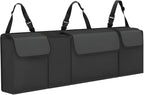 Car Trunk Organizer – Backseat Hanging Large Storage Bag with Adjustable Straps, Waterproof Collapsible Cargo Organizer with 4 Pockets, Space-Saving Trunk Storage for SUV Truck MPV (Black)