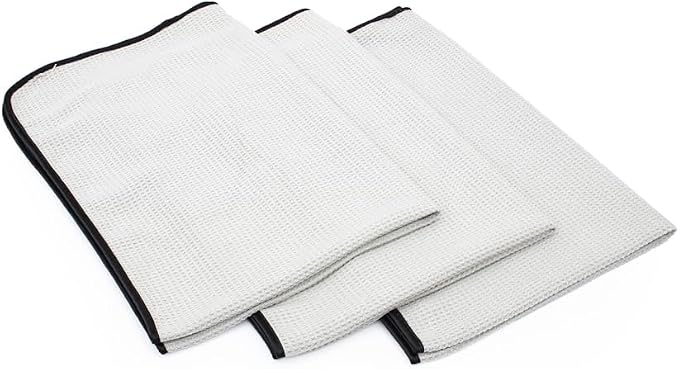 The Big One - Waffle-Weave Microfiber Drying Towel; Super Absorbent for Car Washes, Detailing, and More; Buttersoft Suede Edges; Scratch-Free, 450GSM, 25in x 40in, Grey