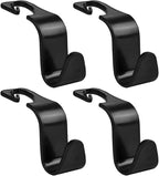 Car Seat Headrest Hook, 4PCS Vehicle Seat Back Hanger Storage Organizer for Handbag Purse Coat, Auto Interior Headrest Hook, Universal for SUV Automobile Truck (Black)