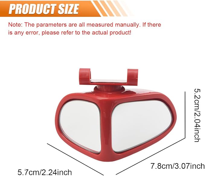 YoRise 2PCS Car Blind Spot Mirrors, 360° Adjustable Wide Angle Auxiliary Rear View Mirror, HD Glass Side Mirror Blindspot, Universal Car Convex Mirrors for Most Vehicles (Red)