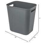 Plastic Small Bathroom Trash Can Wastebasket, 3.5 Gallon, Dark Grey | Compact Sturdy Garbage Can for Bathroom, Laundry Room, Kitchen, Office, Kids Room, Dorm, Durable, Easy to Clean