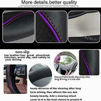 ESEWALAS Universal Car Steering Wheel Cover,Anti-Slip Leather Steering Wheel Cover,Sports Style Steering Wheel Protector,Car Interior Accessories Auto Steering Wheel Covers (Black with Purple)