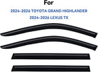 Window Visors Rain Guards for 2024 2025 2026 Toyota Grand Highlander & Lexus TX, Out-Channel Window Vent Wind Deflectors Visors Shades