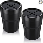 FIOTOK Car Trash Can with Lid, Mini Auto Garbage Can Leakproof Vehicle Trash Bin Fits Cup Holder in Console or Door for Automotive Car, Home, Office, Kitchen, Dinning Room 2 Packs
