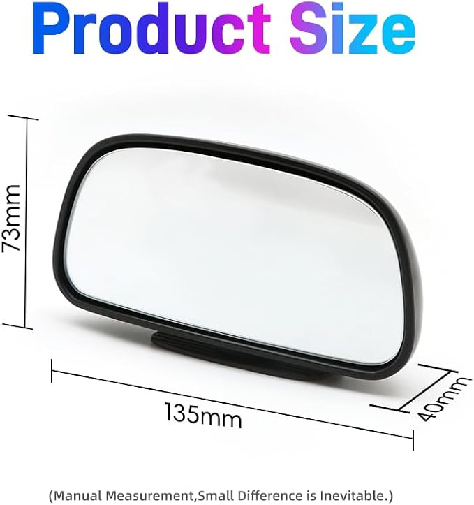 Blind Spot Mirror for Car, Stick-On Blind Side Mirror for Cars, SUVs & Trucks, Adjustable HD Glass Convex Wide-Angle Blindspot Mirrors