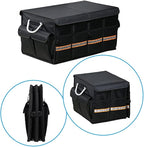 Car Trunk Organizer - Collapsible Trunk Organizer & Lid Foldable Cover Aluminium Alloy Handle Reflective Strip for Auto, SUV, Truck, Minivan (L Black)