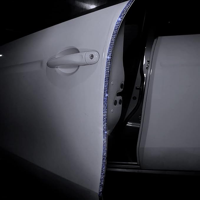 Door Edge Anti-Scratch Sticker Door Crash Bumper Crystal Bling Protection Tape Rubber Strip Sticker,Car Door Protector,Car Door Guard,Car Door Protection,90cm/35.4" Each One,4Pack/Set,Deep Blue