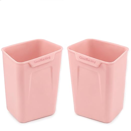Pink Car Door Trash Can 2 Pack, Mini Silicone Auto Garbage Bin for Front Door Pockets, Waterproof Small Car Trash Holder with Reinforced Stay-Open Rim, Cute Car Accessories for Women