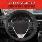 FlexGrip Gray Steering Wheel Cover for Cars – Standard 15 inch Car Steering Wheel Cover, Gray and Black Steering Wheel Protector for Auto Truck Van SUV