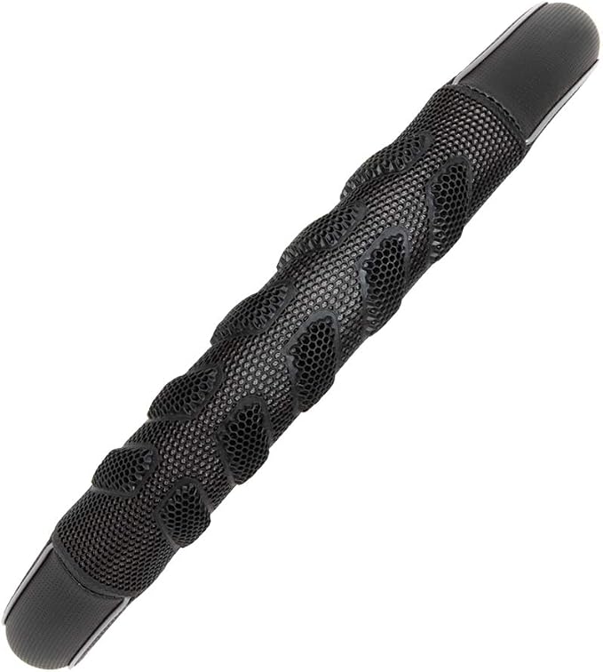 car Steering Wheel Cover Faux Leather Massage Universal fit 3D Honeycomb Hole Anti-Slip Sporty 15 Inches (Grey Black)