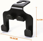 Car Headrest Hook | 360° Rotation Seat Back Hanger for Bags, Purses & Groceries | Durable ABS Plastic Car Organizer (Pack of 2 - Black)