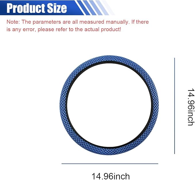 Elastic Stretch Steering Wheel Cover, 15" Breathable Microfiber Ice Silk Steering Wheel Protector, Universal Anti-Slip Car Warm in Winter&Cool in Summer Accessories for Men Women (Blue)