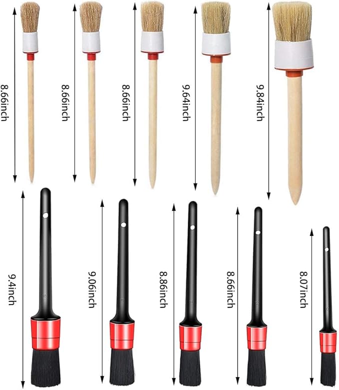 10PCS Car Auto Detailing Brush Set, Auto Detailing Brushes Cleaner Car Detailing Brushes Exterior, Car Interior Brush for Detailing Cars Automotive Interior, Wheels, Exterior, Leather