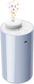 Waterless Diffuser for Essential Oil, Car Diffsuer, Battery Operated Nebulizer, 0.7 Fl Oz/ 20mL, Mini Scent Air Machine, 3 Timers & 3 Mist Levels for Home, Room, Office - AN6 Light Steel Blue
