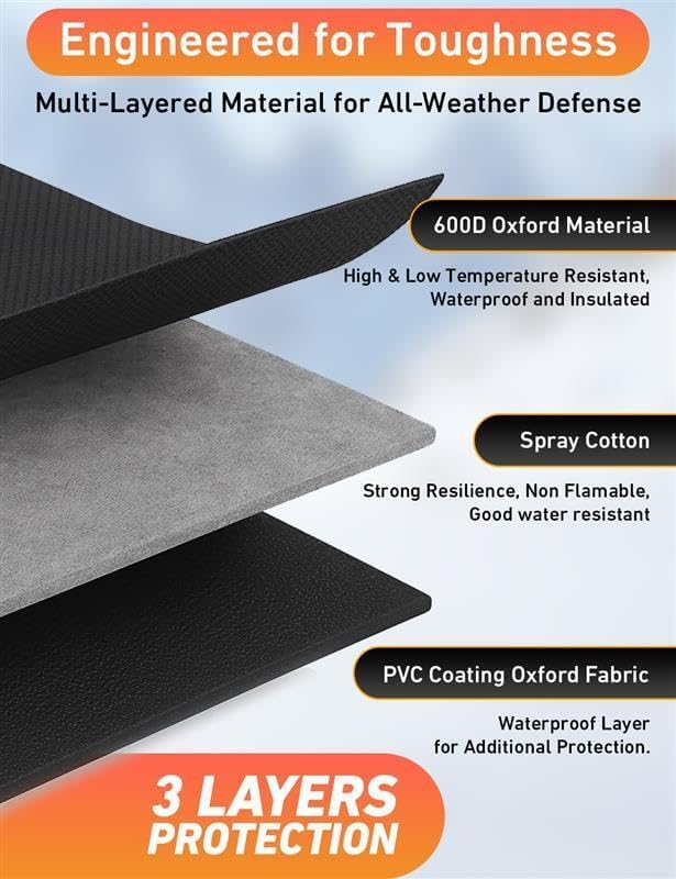 Car Snow Cover Compatible for Kia K5 | Windshield Cover for Ice and Snow with S-Hook Straps | Heavy-Duty 600D Oxford Winter Car Cover, Waterproof & Anti-Slip