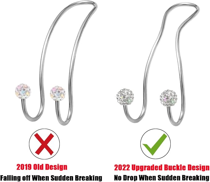 Bling Purse Hook for Car Headrest, Upgraded Cute Car Seat Hooks for Bag Handbag, Durable Stainless Auto Purse Hanger Holder 2 Pack, White