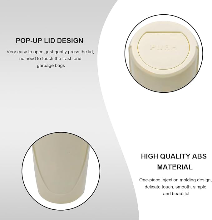 Car Trash Can with Lid, Mini Car Garbage Bin Leakproof Cup Holder Trash Can, Multipurpose Organizer Door Pocket Trash Cup Fits Auto Home Office, Universal Garbage Can (Beige)