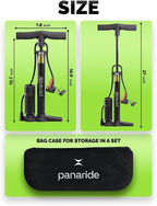 Bike Pump Floor Pressure Gauge, Advanced Bike Tire Inflator, Bicycle Hand Air Pump with Dual Presta and Schrader Valves, Handheld Bike Pump, Suitable for Road and Mountain Bikes, Baby Stroller, Balls