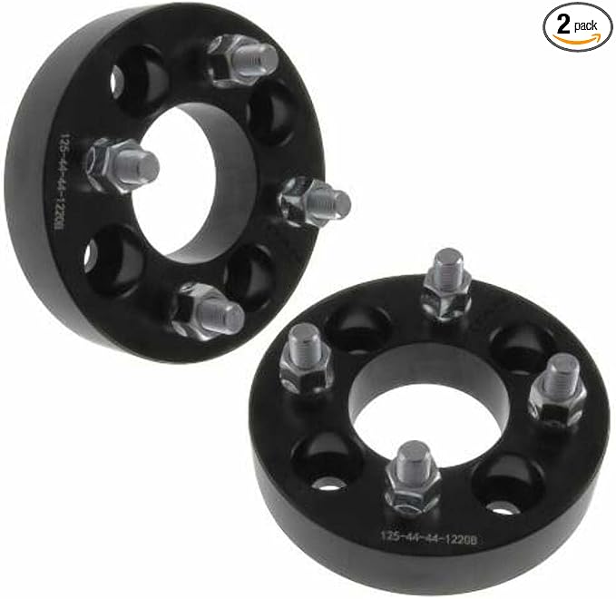 1 Inch Golf Cart Wheel Spacer Compatible with EZGO, Club Car, Yamaha Golf Cart - 4x4 Bolt Pattern, 66mm Hub Bore, 1/2x20 Studs, Billet Aluminum, Black - Pair
