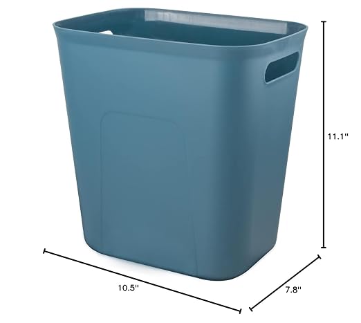 Plastic Small Trash Can Wastebasket, Garbage Container Basket for Bathrooms, Laundry Room, Kitchens, Offices, Kids Rooms, Dorms, 3.5 Gallon, Blue Green | Compact Sturdy Garbage Can for Bathroom, Laundry Room, Kitchen, Office, Kids Room, Dorm, Du...