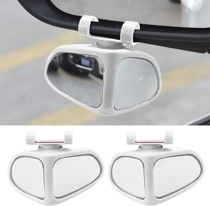 YoRise 2PCS Car Blind Spot Mirrors, 360° Adjustable Wide Angle Auxiliary Rear View Mirror, HD Glass Side Mirror Blindspot, Universal Car Convex Mirrors for Most Vehicles (White)