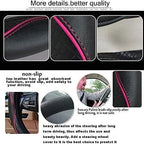 ESEWALAS Universal Car Steering Wheel Cover,Anti-Slip Leather Steering Wheel Cover,Sports Style Steering Wheel Protector,Car Interior Accessories Steering Wheel (Black with Pink)