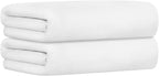 Microfiber Bath Towels Set of 2, 30" x 60", Large Bathroom Towel Oversized, Soft, Super Absorbent Fast Drying for Shower Sauna Swimming Hair Wrap, Beach, Sport, Fitness, Yoga (White)