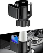 Car Cup Holder Expander, 2 in 1 Expandable Base Vehicle Cupholder Adapter with Phone Holder, Automotive Interior Water Bottle Insert Extender, Universal for SUV RV Truck