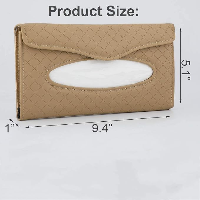 Car Tissue Holder, Sun Visor Tissue Holder, Car Visor Napkin Holder, PU Leather Backseat Tissue Case for Car/Truck (Beige)