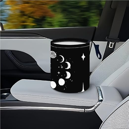 Portable Reusable Waterproof Car Trash Bin, Sun and Moon | Multipurpose Vehicle Organizer, Road Trip Essentials