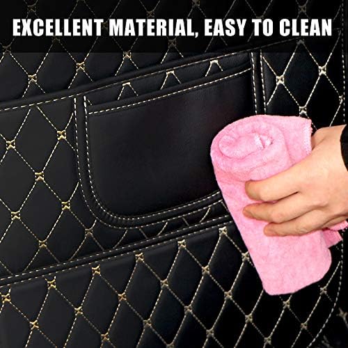 Back Seat Kick Mats 2-Pack, Odor-Free Fabric, Protect Leather w/ 2 Pockets