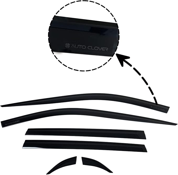 AUTOCLOVER Tape-On Rain Guards Window Visors 6 Pcs Set for Toyota Rav4 2019 2020 2021 2022 2023 2024 2025 / Window Deflectors, Out-Channel Vent Shades (Smoked)