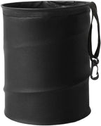 Collapsible Trash Can Car Garbage Bag - Leather Pop-up Car Trash Bin with Elastic Band - Hanging Foldable Garbage Can Vehicle Waste Basket Bin - Double-Layer Washable Bag for Cars Camping (Black)