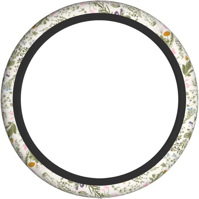 Flowers Colorful Floral Spring Steering Wheel Cover Car Accessories Cute for Women Girls Girly Universal 15 Inch Neoprene Auto Interior Decor Anti Slip Car Truck Protector