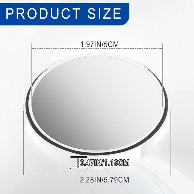 2PCS Blind Spot Mirror, Rear View Mirror Accessories, 2" Round HD Glass Convex 360° Wide Angle Rear View Mirror with ABS Housing, Adjustable Adhesive Side Rearview for Most Vehicles (White)