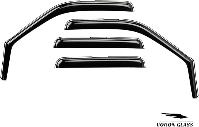 Voron Glass in-Channel Extra Durable Rain Guards for Ford F250 to F550 Super Duty 1999-2016 SuperCrew, Window Deflectors, Vent Window Visors, 4 Pieces - 200434