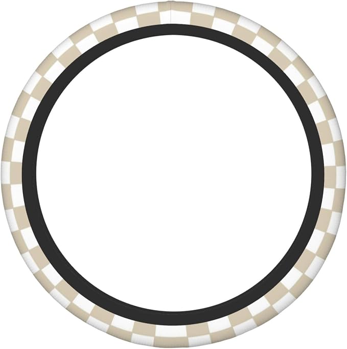 Brown White Checkered Car Steering Wheel Cover