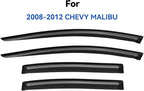 Window Visors Rain Guards Shield for 2008 2009 2010 2011 2012 Chevy Malibu, Out-Channel Window Vent Wind Deflectors Visors Shades for 08-12 Malibu