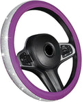 Steering Wheel Cover, Bling Crystal Rhinestones Auto Wheel Protector, Sparkly Cover Universal Fit Diverse 14.5-15 inch Steering Wheel, Interior Decor Car Accessories (White+Purple)
