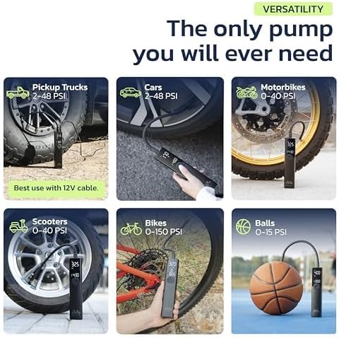 Premium Tire Inflator Portable Air Compressor, 2X Faster, 150PSI Air Pump for Car Tires, Tire Pump, with 12V DC Cord for Trucks & Off-Road Tires, Auto Shut-Off（Ventus pro + case）