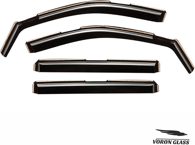 Voron Glass in-Channel Extra Durable Rain Guards for Trucks Chevrolet (Chevy) Silverado/GMC Sierra 1500 2019-2026 Crew Cab, Window Deflectors, Vent Window Visors, 4 Pieces - 200420